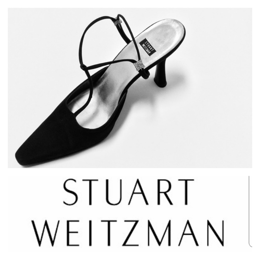Stuart Weitzman Satin Swarovski Slingbacks